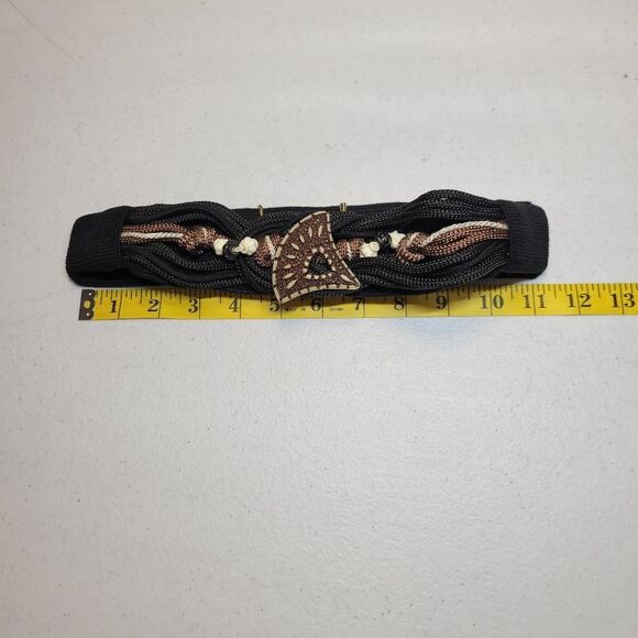 Black and Brown Beaded Headband Or Belt - Picture 7 of 14